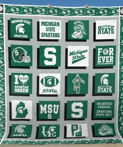 I Bleed Spartan Green Ncaa Michigan State Spartans Combined Quilt Blanket Bedding Set