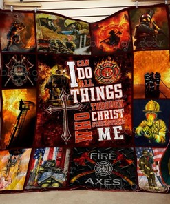 I Can Do All Thing Through Christ Firefighter Quilt Blanket Bedding Set