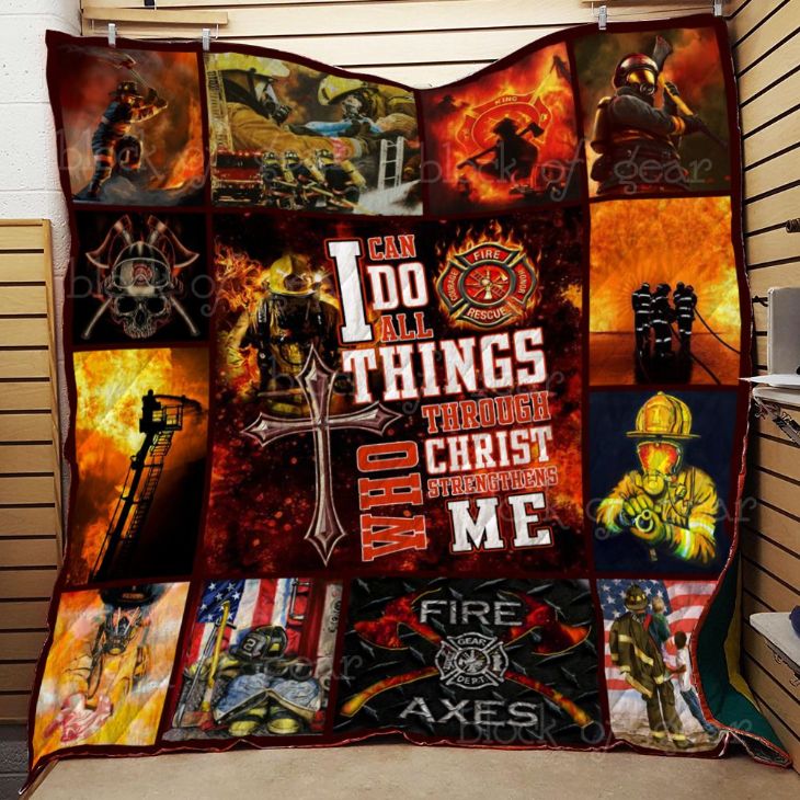 I Can Do All Thing Through Christ Firefighter Quilt Blanket Bedding Set