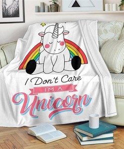 I Don't Care I'm A Unicorn Funny Sherpa Fleece Blanket Gifts for Family, for Couple