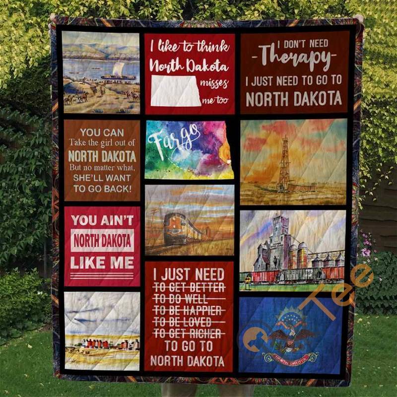 I Like To Think North Dakota Misses Me Too Quilt Blanket Bedding Set