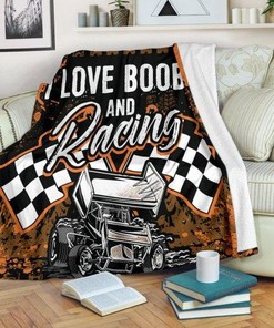 I Love Boobs And Sprint Car Racing Blanket for Home Décor