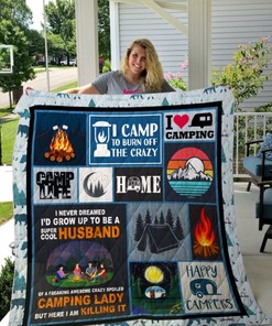 I Love Camping Happy Campers Quilt Blanket Bedding Set