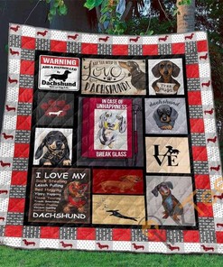 I Love My Dachshund Quilt Blanket Bedding Set