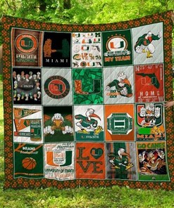 I Love Ncaa Miami Hurricanes Collection Quilt Blanket Bedding Set