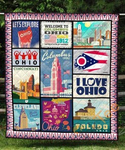 I Love Ohio Quilt Blanket Bedding Set