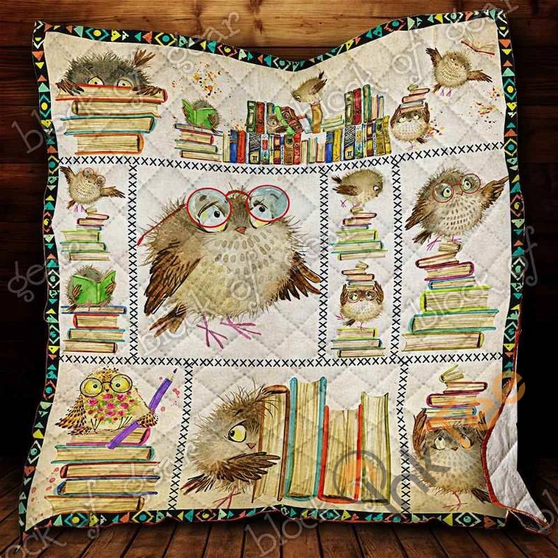 I Love Owl And Book Quilt Blanket Bedding Set