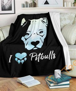 I Love Pitbulls Sherpa Fleece Blanket Gifts for Family, for Couple