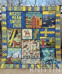 I Love Sweden Quilt Blanket Bedding Set