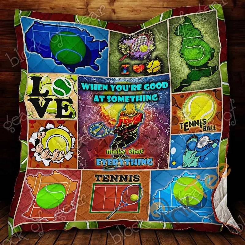 I Love Tennis Quilt Blanket Bedding Set
