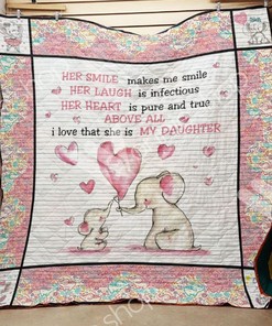 I Love That She Is My Daughter Elephant Family Quilt Blanket Bedding Set