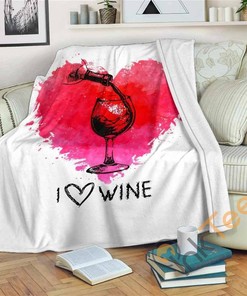 I Love Wine Sherpa Fleece Blanket Gifts for Family, for Couple