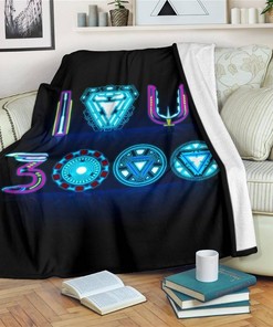I Love You 3000 Arc Reactor Iron Man Sherpa Fleece Blanket Gifts for Family, for Couple