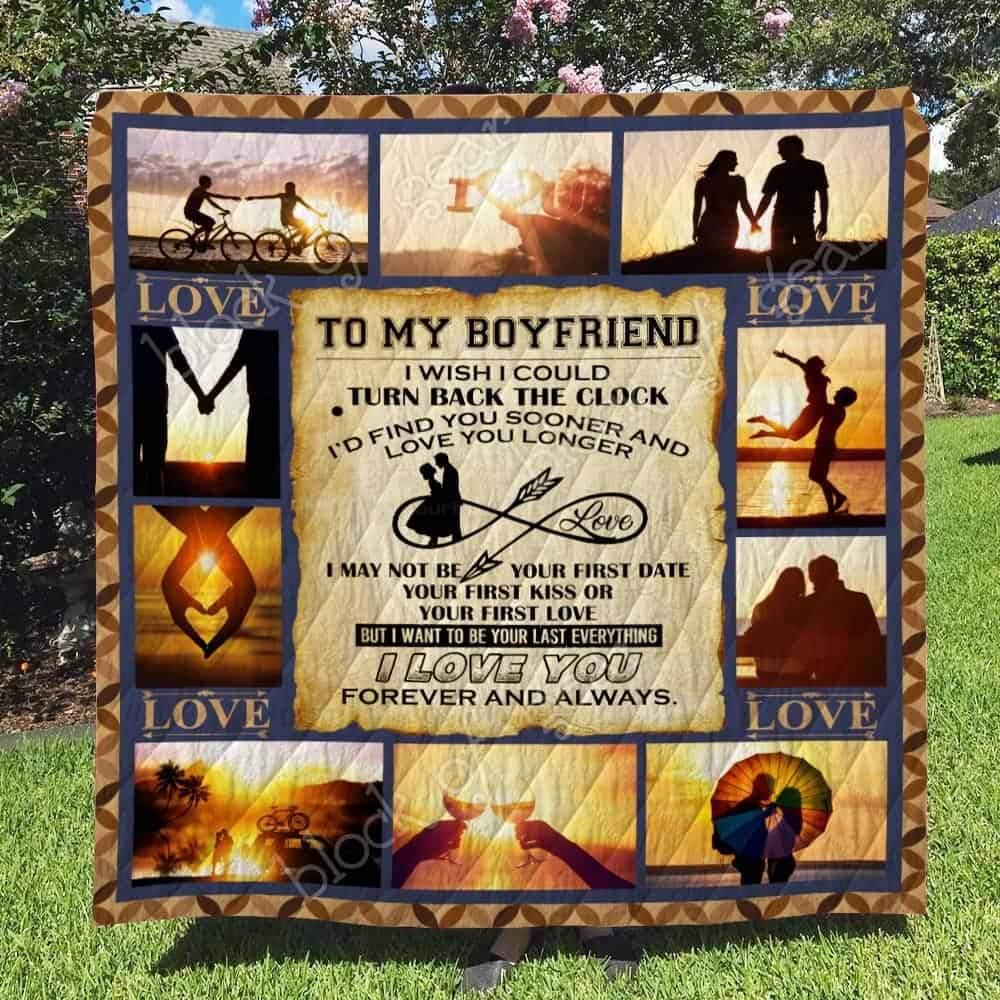 I Love You Forever And Always To My Boyfriend Personalized Quilt Blanket Bedding Set