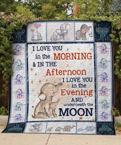 I Love You In The Morning Elephant Quilt Blanket Bedding Set