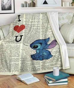I Love You Stitch Sherpa Fleece Blanket Gifts for Family, for Couple