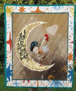 I Love You To The Moon And Back Chicken Quilt Blanket Bedding Set