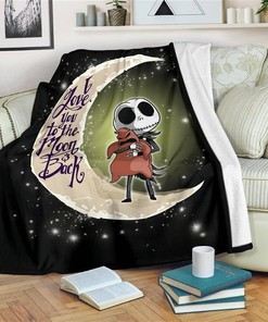 I Love You To The Moon And Back Jack Skellington Sherpa Fleece Blanket Gifts for Family, for Couple