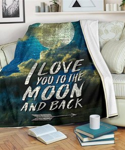 I Love You To The Moon And Back Sherpa Fleece Blanket Gifts for Family, for Couple