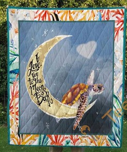I Love You To The Moon And Back Turtle Quilt Blanket Bedding Set