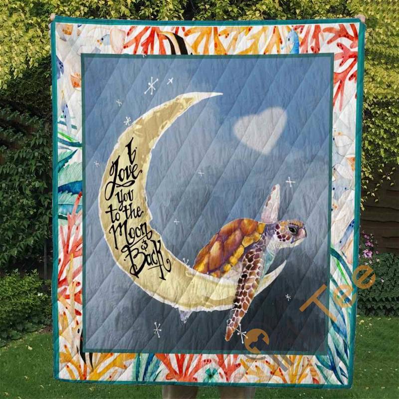 I Love You To The Moon And Back Turtle Quilt Blanket Bedding Set