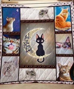 I Love You To The Moon Cat Lo Quilt Blanket Bedding Set