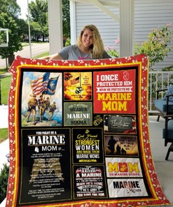 I Once Protected Him Now He Protects Me Marine Mom Quilt Blanket Bedding Set