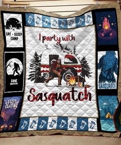 I Party With Sasquatch Bigfoot Quilt Blanket Bedding Set