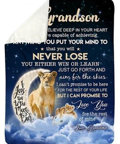 I Promise I Love You For The Rest Of Mine Moon Lions Fleece Blanket For Grandson80
