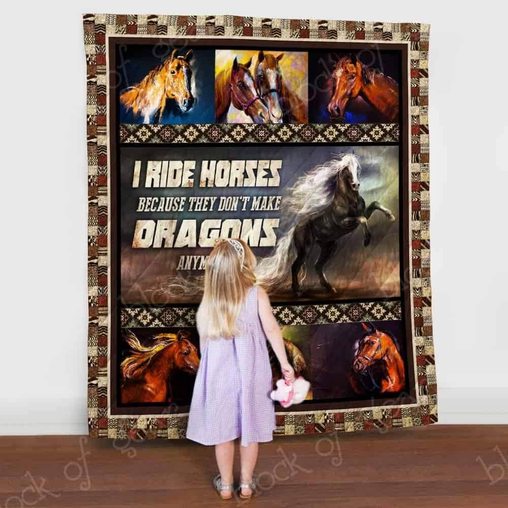 I Ride Horses Because They Don't Make Dragons Quilt Blanket Bedding Set