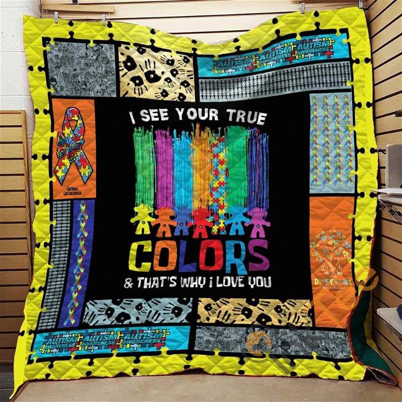 I See Your True Color Autism Quilt Blanket Bedding Set