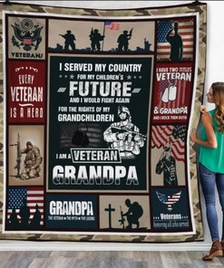 I Served My Country For My Children's Future I Am A Veteran Grandpa Fleece Blanket Quilt Blanket Bedding Set