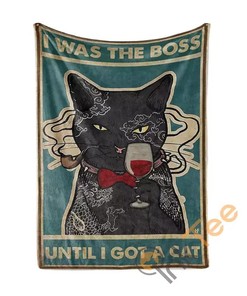 I Was The Boss Until I Got A Cat Sherpa Fleece Blanket Gifts for Family, for Couple