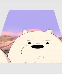 Ice Bear Sad Sherpa Fleece Blanket Gifts for Family, for Couple