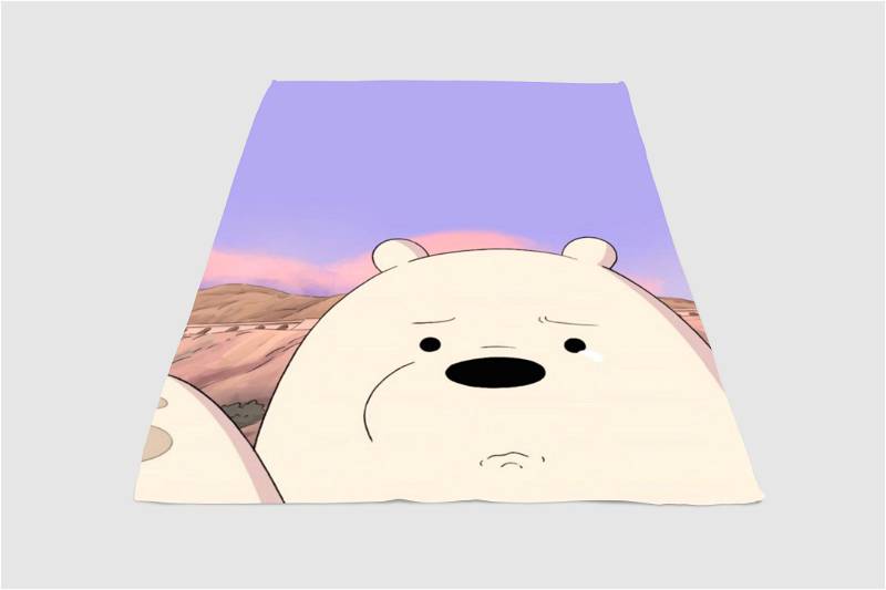 Ice Bear Sad Sherpa Fleece Blanket Gifts for Family, for Couple