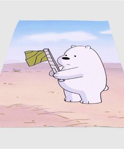 Ice Bear With Yello Flag Sherpa Fleece Blanket Gifts for Family, for Couple