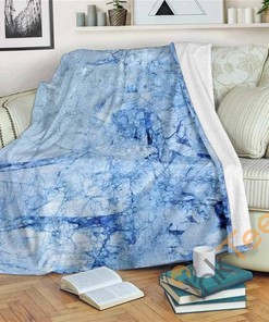 Ice Blue Marble Sherpa Fleece Blanket Gifts for Family, for Couple