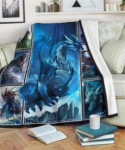 Ice Dragon Dragon Lover Sherpa Fleece Blanket Gifts for Family, for Couple