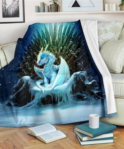 Ice Dragon Throne Game Of Throne Sherpa Fleece Blanket Gifts for Family, for Couple
