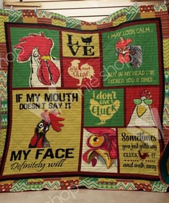 If My Mouth Doesn't Say It My Face Definitely Will Chicken Quilt Blanket Bedding Set