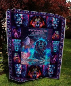 If you want to be strong learn to fight alone Lion Quilt Blanket Bedding Set