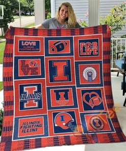 Illinois Fighting Illini Quilt Blanket Bedding Set