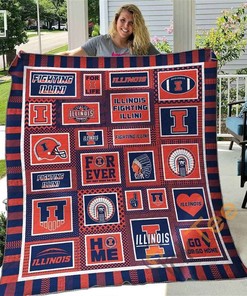 Illinois Fighting Illini Quilt Blanket Bedding Set With Pillowcase Options