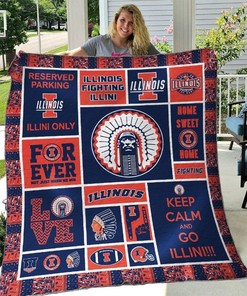 Illinois Fighting Illini Quilt Blanket Bedding Set for Fans