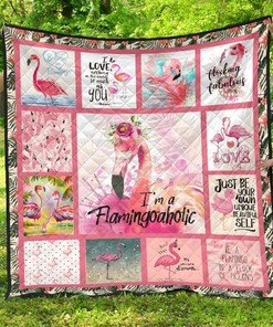 Im A Flamingoaholic Quilt Blanket Bedding Set Flamingo Lover