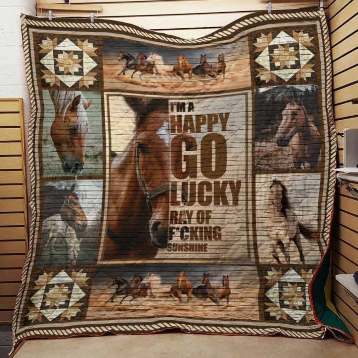 I'm A Happy Go Lucky Ray Of Fucking Sunshine Horse Quilt Blanket Bedding Set