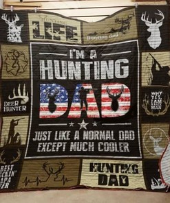 I'm A Hunting Dad US Flag Quilt Blanket Bedding Set