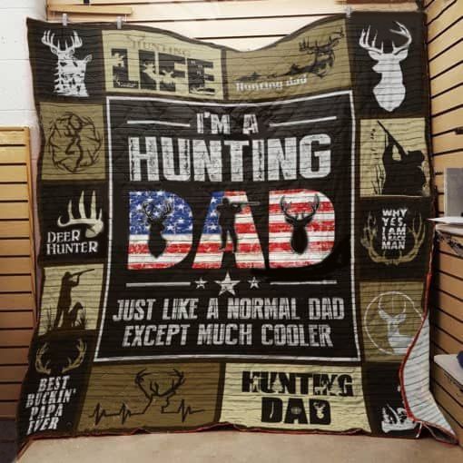 I'm A Hunting Dad US Flag Quilt Blanket Bedding Set