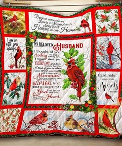 In Memory Of A Beloved Husband – Cardinal Quilt Blanket Bedding Set