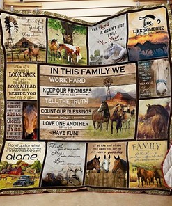 In This Family We Work Hard Horse Family Quilt Blanket Bedding Set